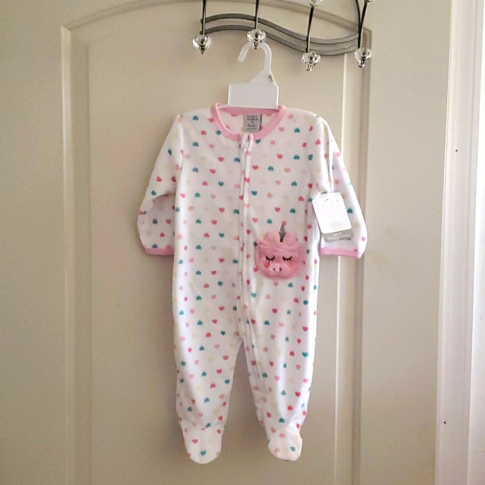 Baby-Girls Newborn "Cutie Cat" Micro-Fleece Footed
